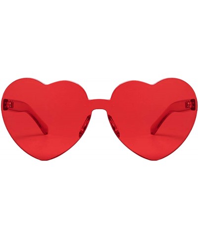Round Womens Fashion Heart Shape Sunglasses Candy Color Glasses - Red - CA18Q6NGD8H $17.13