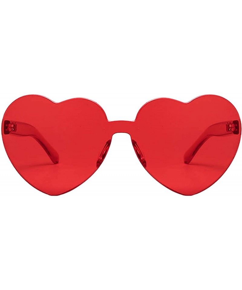 Round Womens Fashion Heart Shape Sunglasses Candy Color Glasses - Red - CA18Q6NGD8H $17.13