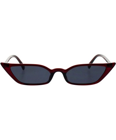 Rectangular Skinny Rectangular Cateye Sunglasses Womens Vintage Retro Fashion Shades - Burgundy - C718GRWLC6U $20.00