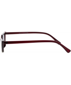 Rectangular Skinny Rectangular Cateye Sunglasses Womens Vintage Retro Fashion Shades - Burgundy - C718GRWLC6U $11.69