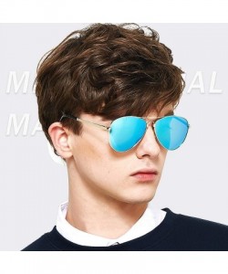 Aviator Men Retro Polarized Sunglasses-Aviator Style Eyewear-Color lens-UV 400 Driving Travel-Exquisite Gift Box - CH18RWQH7T...