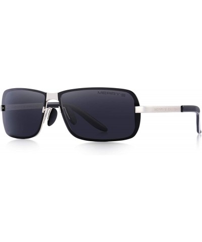 Rectangular Retro Driving Polarized Driving Sunglasses for Men Rectangular Men's Sun glasses - Siver_s - CE18KIGKNGO $15.15