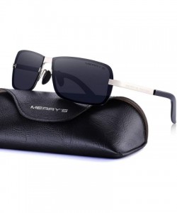 Rectangular Retro Driving Polarized Driving Sunglasses for Men Rectangular Men's Sun glasses - Siver_s - CE18KIGKNGO $15.15