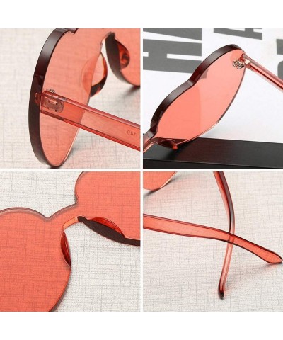 Square Heart Shaped Sunglasses for Women Transparent UV Protection Frameless Love Party Rimless Sunglasses Glasses - Red - C4...