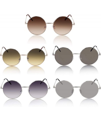 Oversized Oversized Round Sunglasses Retro Circle Hippie Glasses UV400 Protection - Brown Yellowish - CW18S02ZKO4 $8.99
