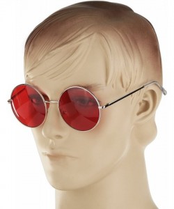 Oversized Oversized Round Sunglasses Retro Circle Hippie Glasses UV400 Protection - Brown Yellowish - CW18S02ZKO4 $8.99