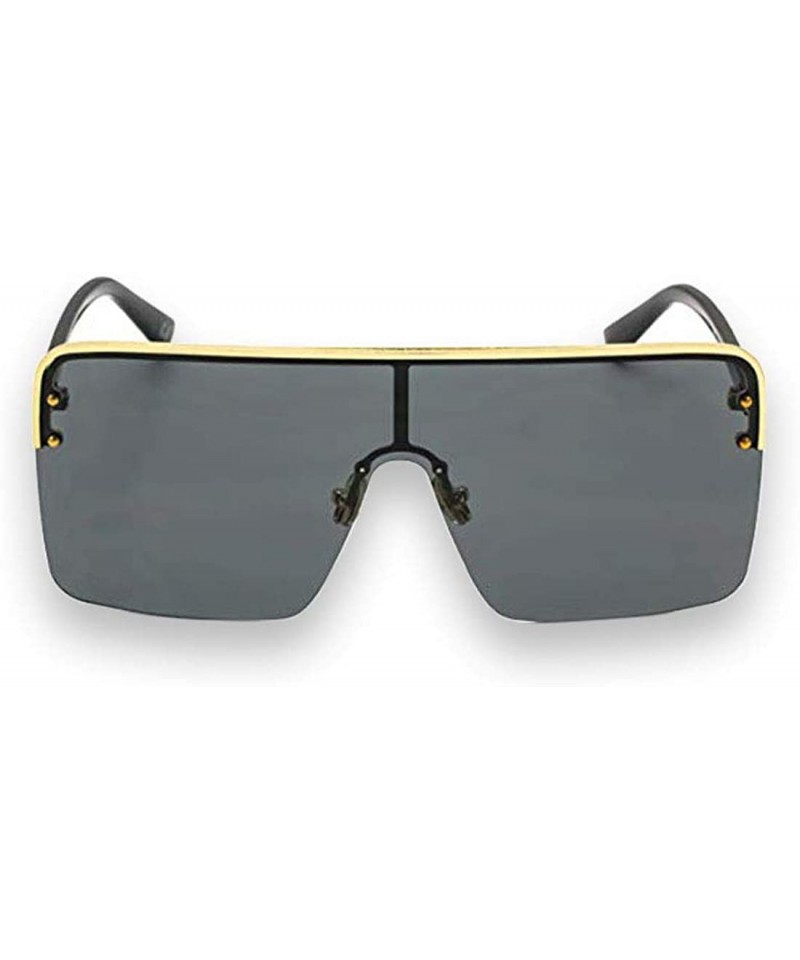 Square Oversized Flat Top Square VINTAGE RETRO SHIELD VISOR Style Aviator SUNGLASSES - Black - CD18HY5TXW8 $10.76