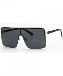 Square Oversized Flat Top Square VINTAGE RETRO SHIELD VISOR Style Aviator SUNGLASSES - Black - CD18HY5TXW8 $10.76