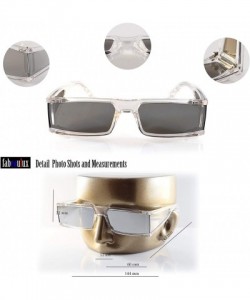 Shield Futuristic Slim Flat Top Smoke Mirror Sunglasses Side Shield Panel A299 - Clear Silver Rv - CQ19652H3E4 $15.08