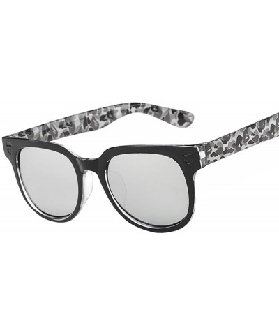 Aviator Fashion classic aviator sunglasses - Black/White Silver C8 - CR12E3IVKYB $9.68