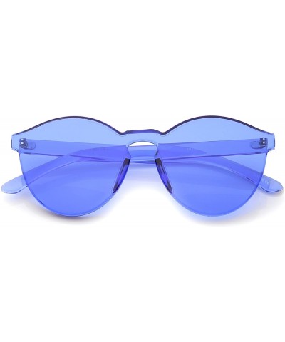 Oversized One Piece PC Lens Rimless Ultra-Bold Colorful Mono Block Sunglasses 60mm - Blue - C812J347BOX $10.04