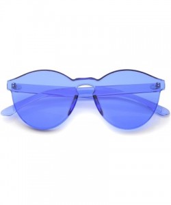 Oversized One Piece PC Lens Rimless Ultra-Bold Colorful Mono Block Sunglasses 60mm - Blue - C812J347BOX $10.04