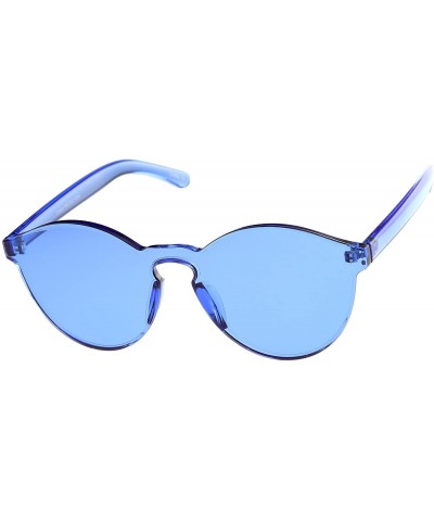 Oversized One Piece PC Lens Rimless Ultra-Bold Colorful Mono Block Sunglasses 60mm - Blue - C812J347BOX $10.04