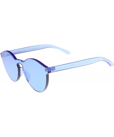 Oversized One Piece PC Lens Rimless Ultra-Bold Colorful Mono Block Sunglasses 60mm - Blue - C812J347BOX $10.04