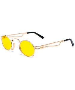 Round Retro Steampunk Sunglasses Men Round Vintage Eyewear Summer Metal Frame Black Oval Sun Glasses - Black Grey - CN18U34KQ...