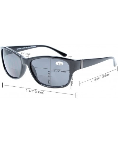 Wrap Sunshine Readers Polarized Bifocal Sunglasses Black +1.5 with case - Polarized Black - CG12FOI2JV7 $36.57