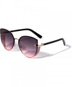 Rimless Star Glitter Shield Cat Eye Fashion Sunglasses - Pink - CW196KYNEXR $15.45