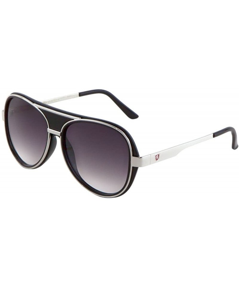 Oversized Oversized Carbon Fiber Print Metal Aviator Sunglasses - Silver & Black Frame - C2185NKWMKO $24.15