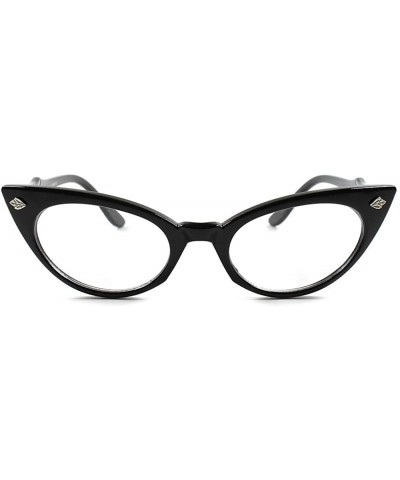 Cat Eye 70s Retro Fancy Womens Sexy Hot Clear Lens Cat Eye Stylish Vintage Glasses - Black 1 - CV18X56O348 $10.47