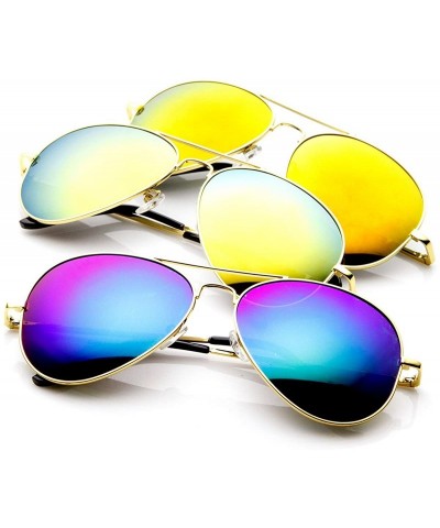 Aviator Classic Metal Frame Spring Hinges Color Mirror Lens Aviator Sunglasses 56mm - Silver Mixed (3-pack) - C911DV2A2PN $18.55