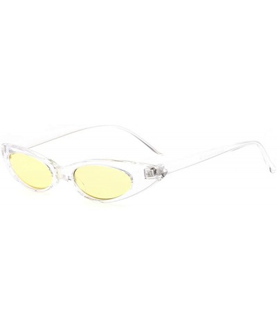 Oval Cat Eyes Sunglasses for Women - Vintage Oval Round Cat eye Sunglasses Goggle - Clear/Yellow - CR18ET7IE3A $23.21