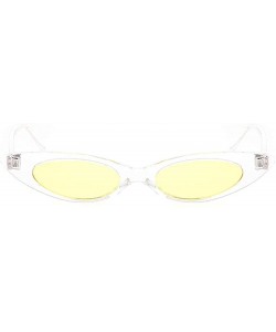 Oval Cat Eyes Sunglasses for Women - Vintage Oval Round Cat eye Sunglasses Goggle - Clear/Yellow - CR18ET7IE3A $9.34