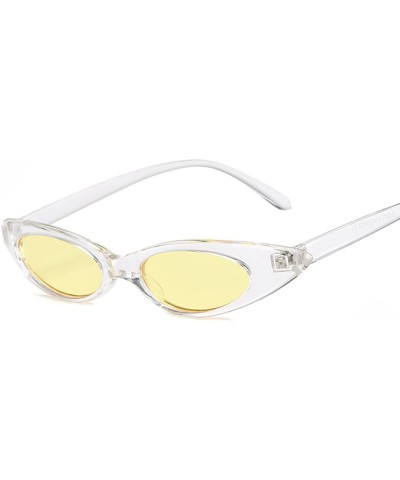 Oval Cat Eyes Sunglasses for Women - Vintage Oval Round Cat eye Sunglasses Goggle - Clear/Yellow - CR18ET7IE3A $9.34