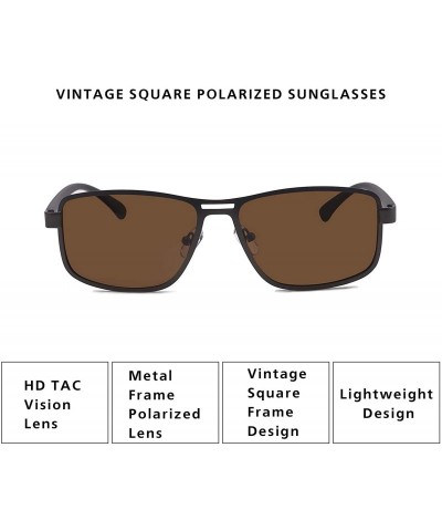 Square Vintage Square Polarized Sunglasses Men Women Shades - Brown Lens/Mattgun Frame - CN1945AYUCI $13.70