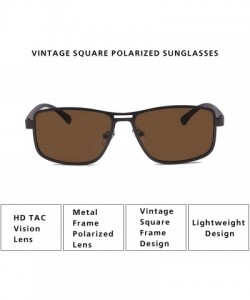 Square Vintage Square Polarized Sunglasses Men Women Shades - Brown Lens/Mattgun Frame - CN1945AYUCI $13.70