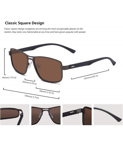 Square Vintage Square Polarized Sunglasses Men Women Shades - Brown Lens/Mattgun Frame - CN1945AYUCI $13.70