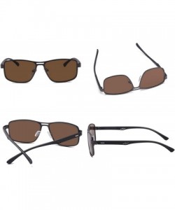 Square Vintage Square Polarized Sunglasses Men Women Shades - Brown Lens/Mattgun Frame - CN1945AYUCI $13.70