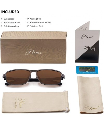 Square Vintage Square Polarized Sunglasses Men Women Shades - Brown Lens/Mattgun Frame - CN1945AYUCI $13.70