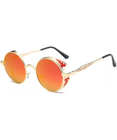 Round Retro Polarized Steampunk Sunglasses Driving Polarized Glasses Men - Gold - CJ18EANM87L $14.51