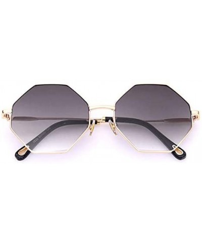 Sport Women Hipster Polygon Shape Sunglasses Thin Metal Frame Sun Glasses - Grey Lens - C618NAK5ION $15.84