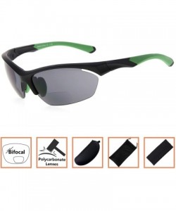 Rimless Retro Mens Womens Sports Half-Rimless Bifocal Sunglasses - Black Frame/Green Arm - CN189X6GIIE $11.16