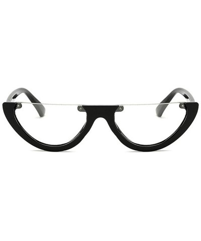Round Colorful Retro Half Under Frame Rimless Round Goggles Cat Eye Half Frame Sunglasses - D - CF196QW2CM7 $6.89