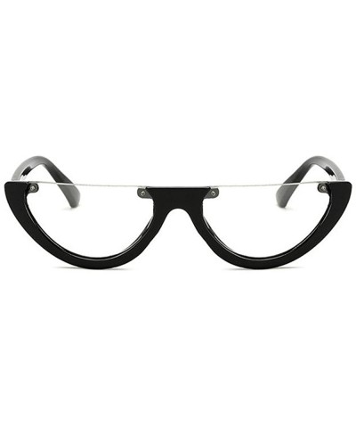 Round Colorful Retro Half Under Frame Rimless Round Goggles Cat Eye Half Frame Sunglasses - D - CF196QW2CM7 $6.89