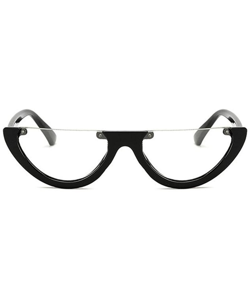 Round Colorful Retro Half Under Frame Rimless Round Goggles Cat Eye Half Frame Sunglasses - D - CF196QW2CM7 $6.89