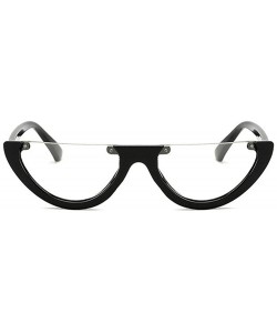 Round Colorful Retro Half Under Frame Rimless Round Goggles Cat Eye Half Frame Sunglasses - D - CF196QW2CM7 $6.89