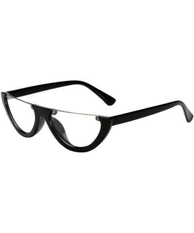 Round Colorful Retro Half Under Frame Rimless Round Goggles Cat Eye Half Frame Sunglasses - D - CF196QW2CM7 $6.89