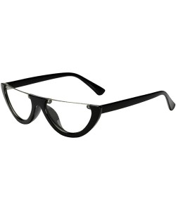Round Colorful Retro Half Under Frame Rimless Round Goggles Cat Eye Half Frame Sunglasses - D - CF196QW2CM7 $6.89