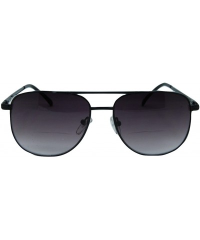 Aviator Miami Square Retro Aviator Bifocal Sunglasses Set - Pewter - CW18G72L7HH $16.07