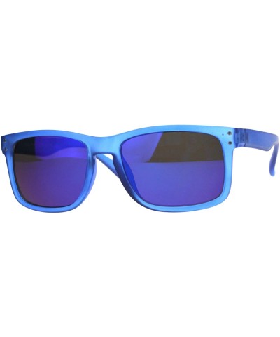 Rectangular Mens Blue Color Mirror Rectangular Horn Rim Plastic Reading Sunglasses - Blue - C1180WCOIOU $14.55
