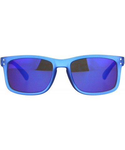 Mens Blue Color Mirror Rectangular Horn Rim Plastic Reading Sunglasses ...