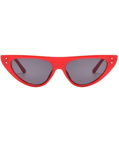 Cat Eye Eyewear Retro Vintage Clout Cat Unisex Sunglasses Rapper Oval Shades Grunge Glasses(B) - CN195WGC0QN $24.86