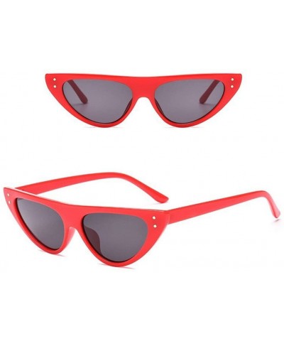 Cat Eye Eyewear Retro Vintage Clout Cat Unisex Sunglasses Rapper Oval Shades Grunge Glasses(B) - CN195WGC0QN $13.13