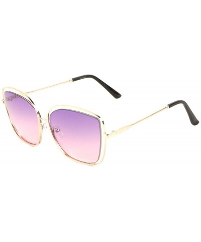 Cat Eye External Rim Oceanic Color Geometric Cat Eye Sunglasses - Purple - C719889833N $14.89