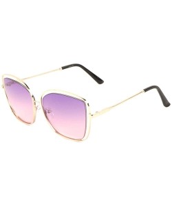 Cat Eye External Rim Oceanic Color Geometric Cat Eye Sunglasses - Purple - C719889833N $14.89