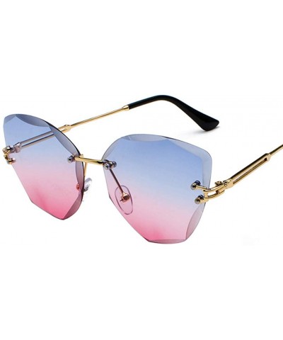 Rimless New Summer Rimless Sunglasses Women Diamond Trimming Sun glasses Gradient Clear Lens Metal - 1 - CI18T0YT4N2 $32.21