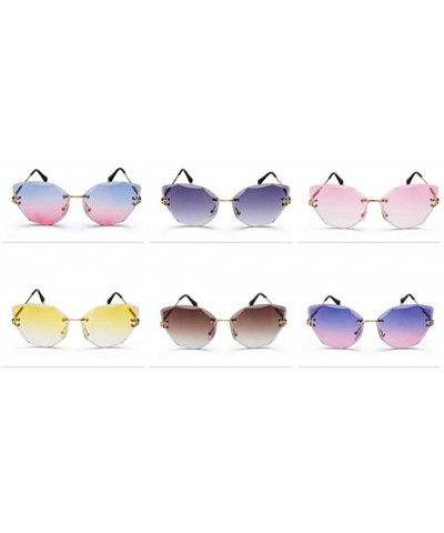 Rimless New Summer Rimless Sunglasses Women Diamond Trimming Sun glasses Gradient Clear Lens Metal - 1 - CI18T0YT4N2 $11.50